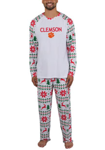 Concepts Sport Clemson Tigers Mens White Holiday Tidings PJ Set