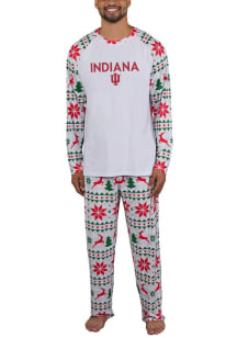 Mens Indiana Hoosiers White Concepts Sport Holiday Tidings PJ Set