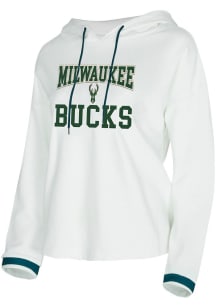 Milwaukee Bucks Womens White Borough Hooded Sweatshirt