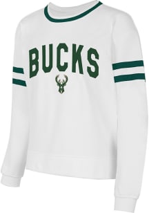 Milwaukee Bucks Womens White Borough Crew Sweatshirt