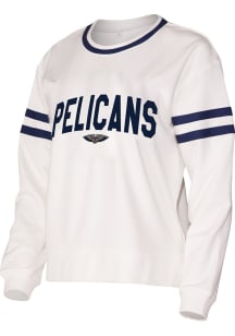 New Orleans Pelicans Womens White Borough Crew Sweatshirt