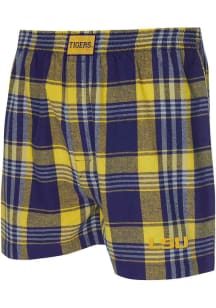 LSU Tigers Mens Purple Region Plaid Boxer Shorts