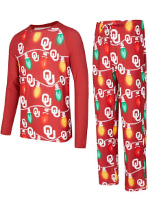 Oklahoma Sooners Mens Crimson Christmas Light Sleep Pants