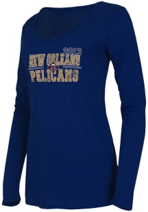 New Orleans Pelicans Womens Navy Blue Marathon LS Tee