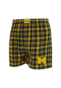 Mens Michigan Wolverines Navy Blue Concepts Sport Plaid Hawthorn Boxer Shorts