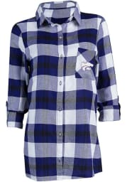 K-State Wildcats Womens Purple Headway Plaid Loungewear Sleep Shirt