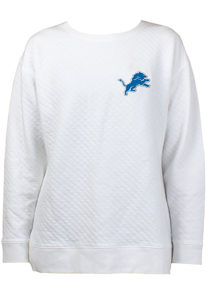 Detroit Lions Womens White Lunar Quilted Long Sleeve Crew Sweatshirt