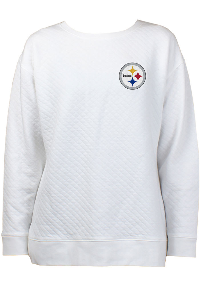 Pittsburgh Steelers Womens White Lunar Quilted Crew Sweatshirt