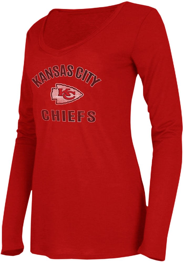 Football Fan Shop Officially Licensed NFL Ladies Marathon Long-Sleeve Top - Chiefs - Red