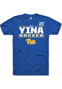 Adoo Yina Rally Mens Blue Pitt Panthers NIL Stacked Box Player T Shirt