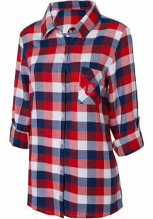 Cleveland Indians Womens Red Breakout Plaid Loungewear Sleep Shirt