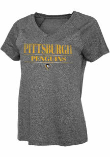 Pittsburgh Penguins Womens Charcoal Raglan Short Sleeve T-Shirt