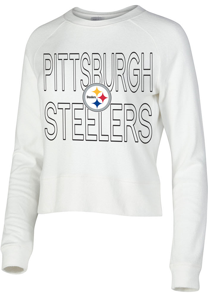 College Concepts LLC Pittsburgh Steelers Women's White Colonnade Crew Sweatshirt, White, 96% POLYESTER/4% SPANDEX, Size XL, Rally House