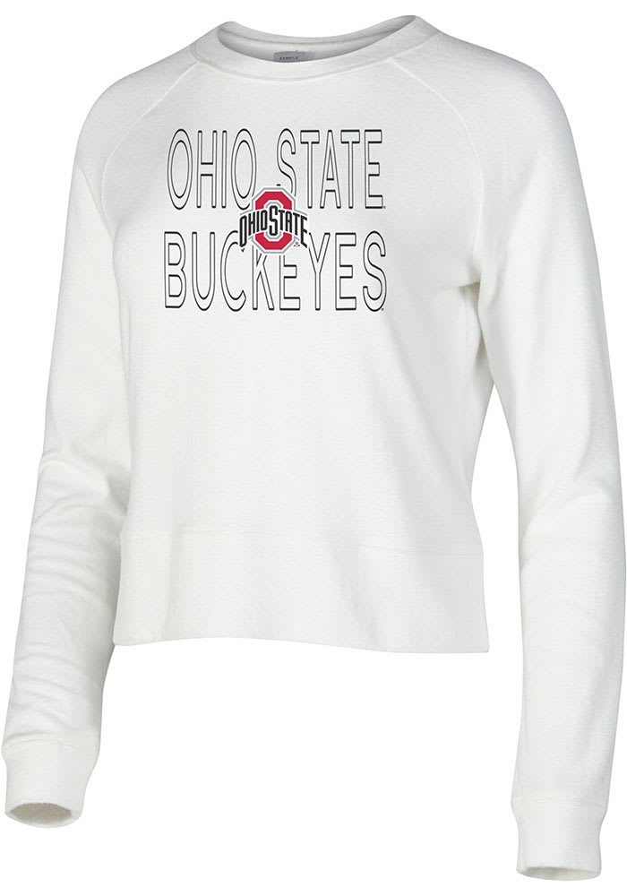 Ohio State Buckeyes Womens White Colonnade Crew Sweatshirt