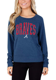 Concepts Sport Atlanta Braves Womens Navy Blue Mainstream Crew Sweatshirt