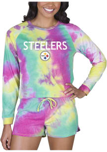 Concepts Sport Pittsburgh Steelers Womens Yellow Tie Dye Long Sleeve PJ Set