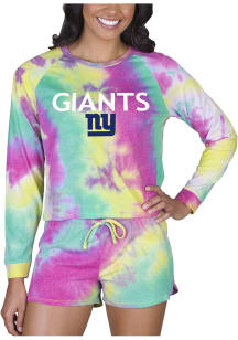 Concepts Sport New York Giants Womens Yellow Tie Dye Long Sleeve PJ Set
