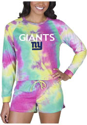New York Giants Womens Yellow Tie Dye Long Sleeve PJ Set