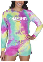 Los Angeles Chargers Womens Yellow Tie Dye Long Sleeve PJ Set