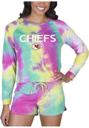 Kansas City Chiefs Womens Yellow Tie Dye Long Sleeve PJ Set