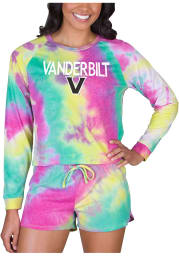 Vanderbilt Commodores Womens Yellow Tie Dye Long Sleeve PJ Set