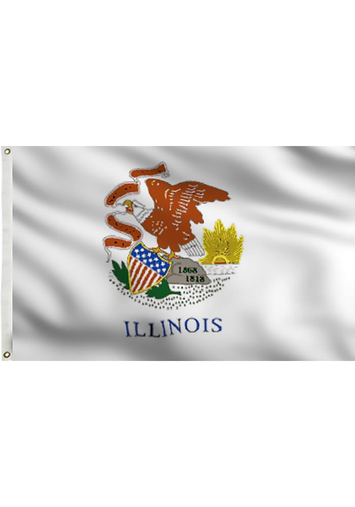 Illinois White Silk Screen Grommet Flag