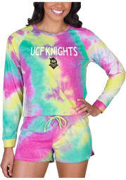 UCF Knights Womens Yellow Tie Dye Long Sleeve PJ Set