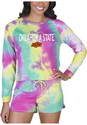 Oklahoma State Cowboys Womens Yellow Tie Dye Long Sleeve PJ Set