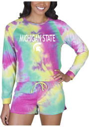 Michigan State Spartans Womens Yellow Tie Dye Long Sleeve PJ Set