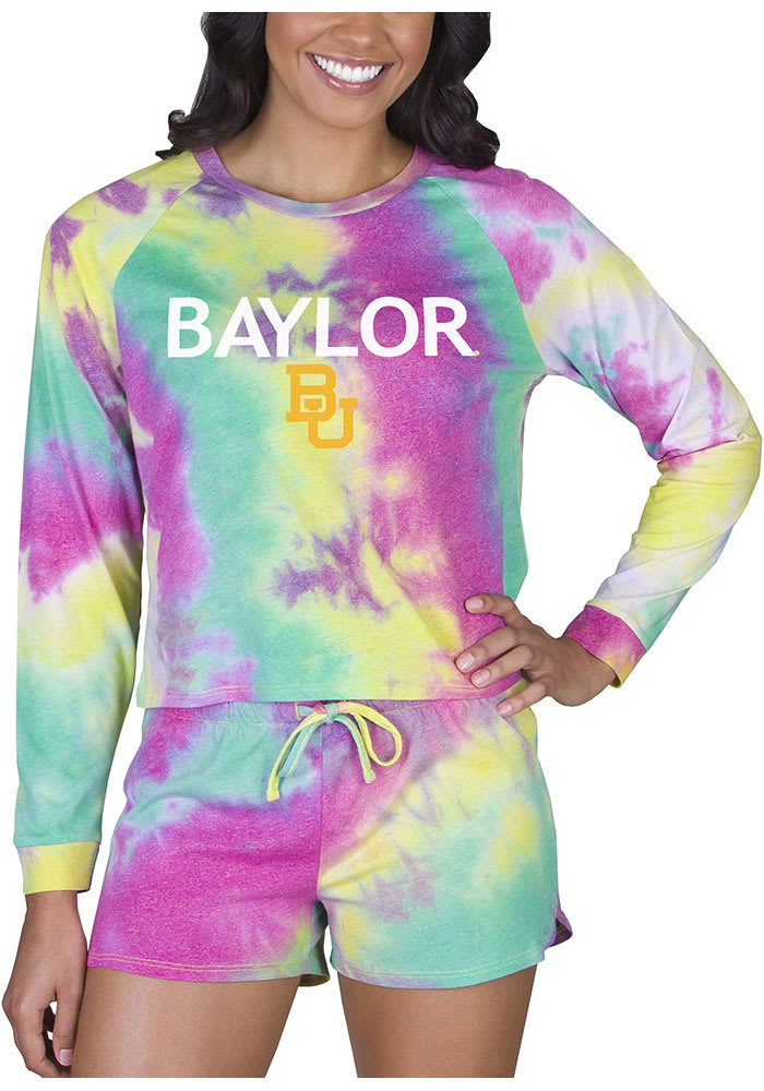 Baylor Bears Womens Yellow Tie Dye Long Sleeve PJ Set