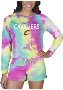 Concepts Sport Cleveland Cavaliers Womens Yellow Tie Dye Long Sleeve PJ Set