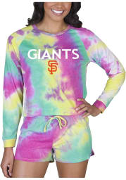 San Francisco Giants Womens Yellow Tie Dye Long Sleeve PJ Set