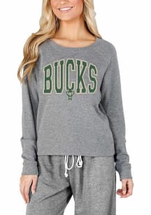 Concepts Sport Milwaukee Bucks Womens Grey Mainstream Crew Sweatshirt