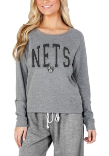 Concepts Sport Brooklyn Nets Womens Grey Mainstream Crew Sweatshirt