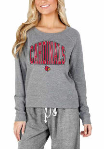 Concepts Sport Louisville Cardinals Womens Grey Mainstream Crew Sweatshirt