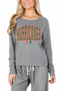 Concepts Sport Miami Hurricanes Womens Grey Mainstream Crew Sweatshirt