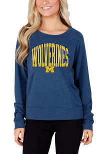 Concepts Sport Michigan Wolverines Womens Navy Blue Mainstream Crew Sweatshirt