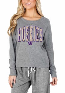 Concepts Sport Washington Huskies Womens Grey Mainstream Crew Sweatshirt
