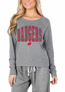 Concepts Sport Wisconsin Badgers Womens Grey Mainstream Crew Sweatshirt