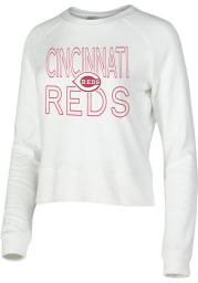 Cincinnati Reds Womens White Colonnade Crew Sweatshirt
