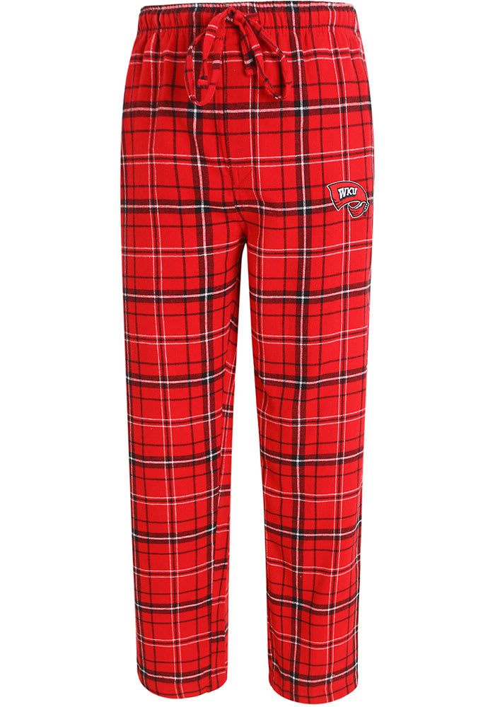 Western Kentucky Hilltoppers Mens Red Plaid Flannel Flannel Sleep Pants