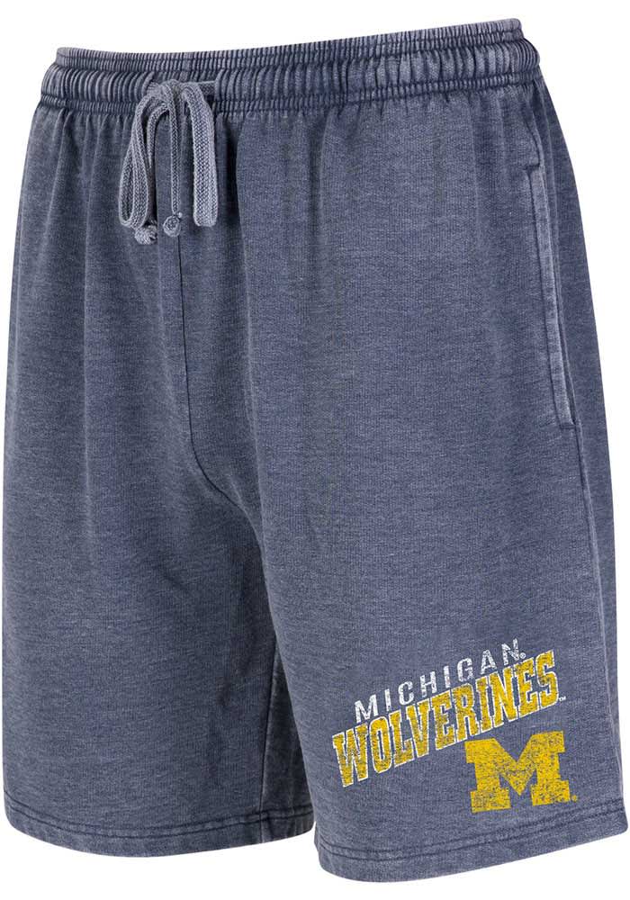 Michigan Wolverines Mens Navy Blue Trackside Burnout Shorts
