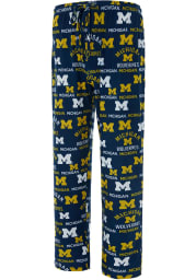 Michigan Wolverines Mens Navy Blue Flagship Allover Print Sleep Pants