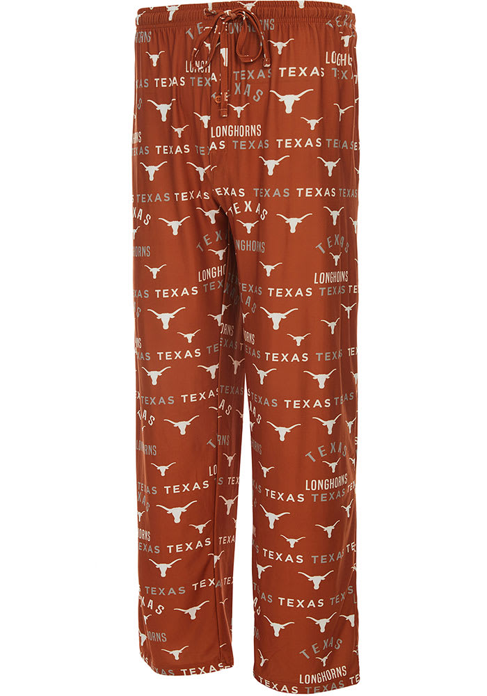 Texas Longhorns Mens Burnt Orange Flagship Allover Print Sleep Pants