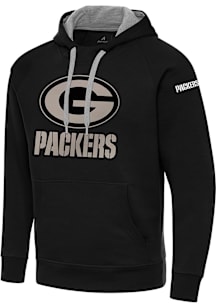 Antigua Green Bay Packers Mens Black Victory Hood Long Sleeve Hoodie