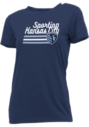 Sporting Kansas City Womens Navy Blue Fraction Short Sleeve T-Shirt