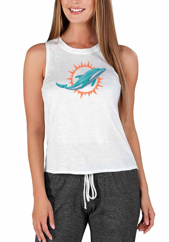 Miami Dolphins Womens White Gable Tank Top