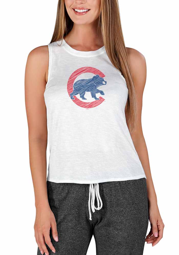 Chicago Cubs Womens White Gable Tank Top