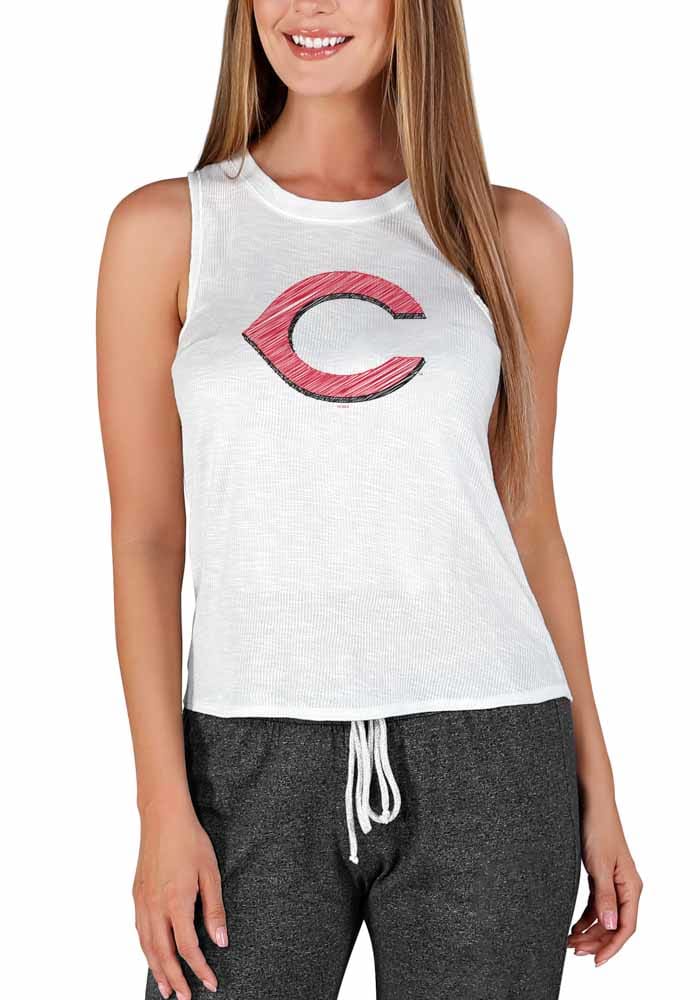 Antigua Women's Cincinnati Reds White Tribute Sleeveless Polo