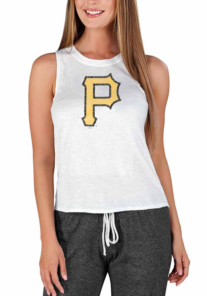 Pittsburgh Pirates Womens White Gable Tank Top